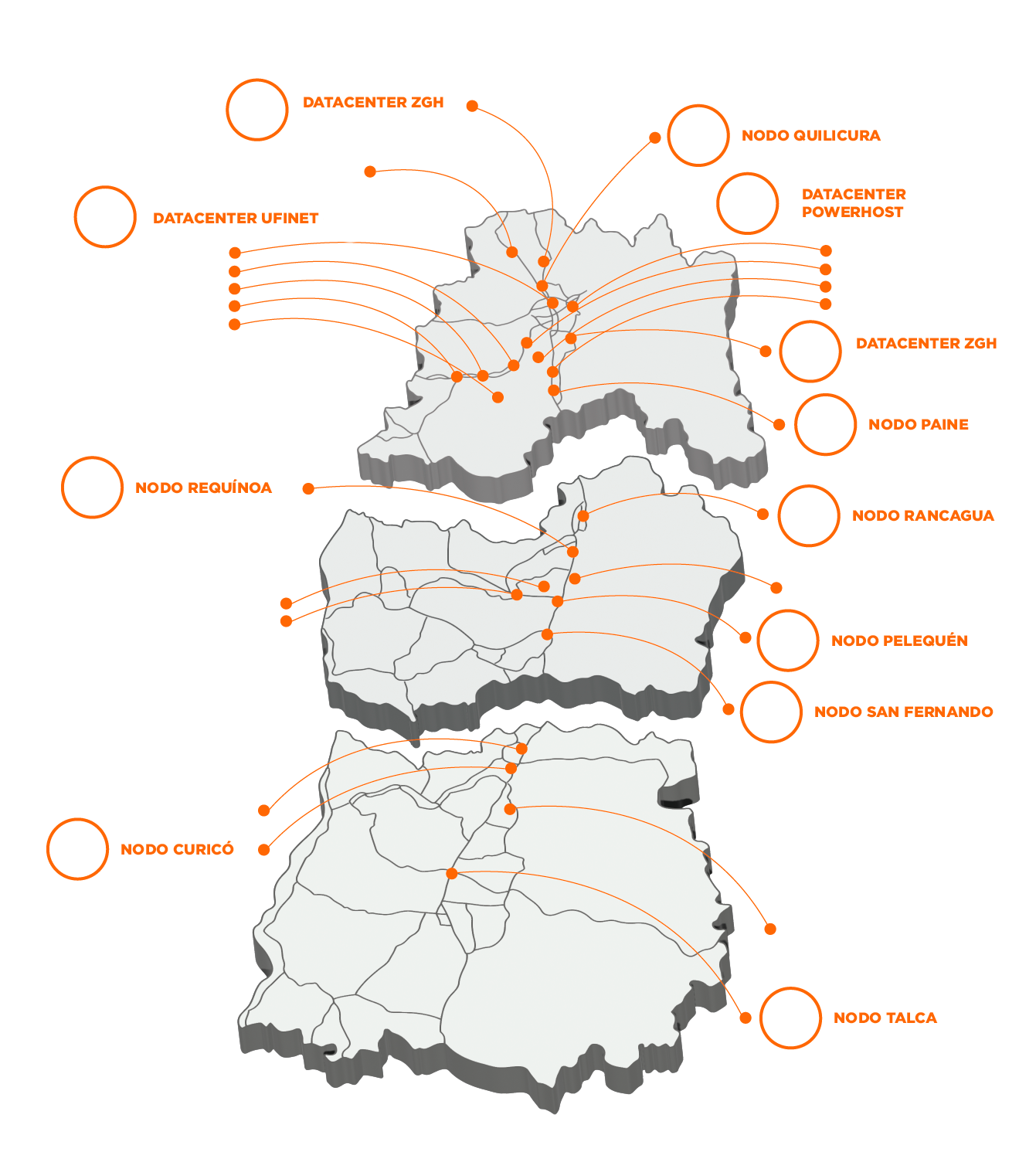 Mapa de factibilidad de Metrowan mostrando servicios de transporte de datos con tecnología SDH y Metro Ethernet, incluyendo capacidades desde 1 Mbps hasta 100 Gbps.